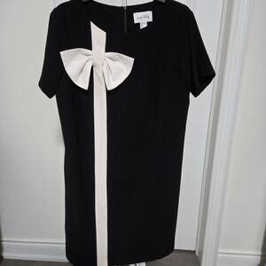 NWOT Joseph Ribkoff Black Dress with White Bow Detail